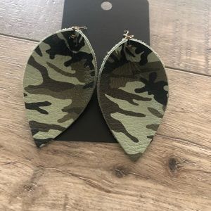 Jungle Green Leather Earrings